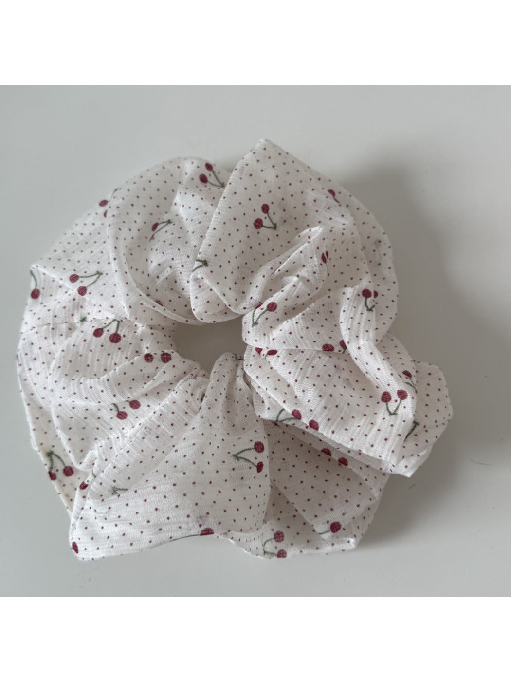 Gifty - Adorable Cherry Polka Dot Ruched Scrunchie