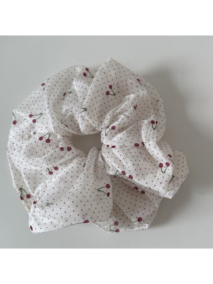 Gifty - Adorable Cherry Polka Dot Ruched Scrunchie
