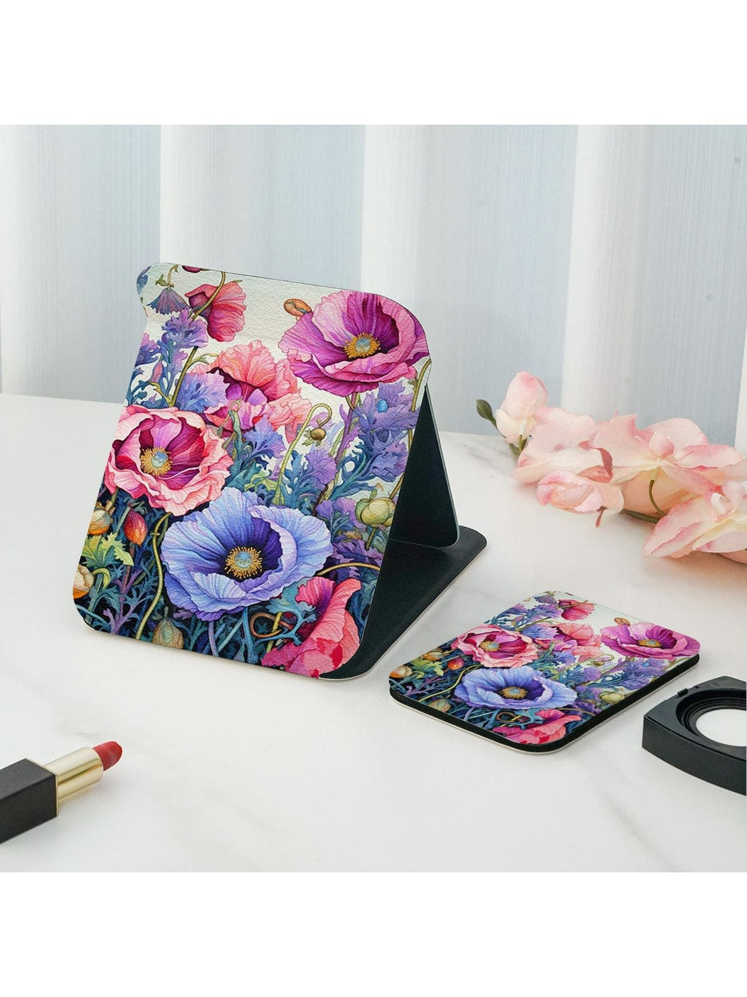 Mirroray - Floral Printed Desktop Folding Makeup Mirror