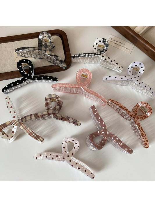 Beau - Plaid Leopard Polka Dot Hair Claw Clip