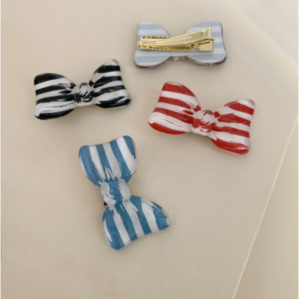 Beau - Striped Bow Hair Clip