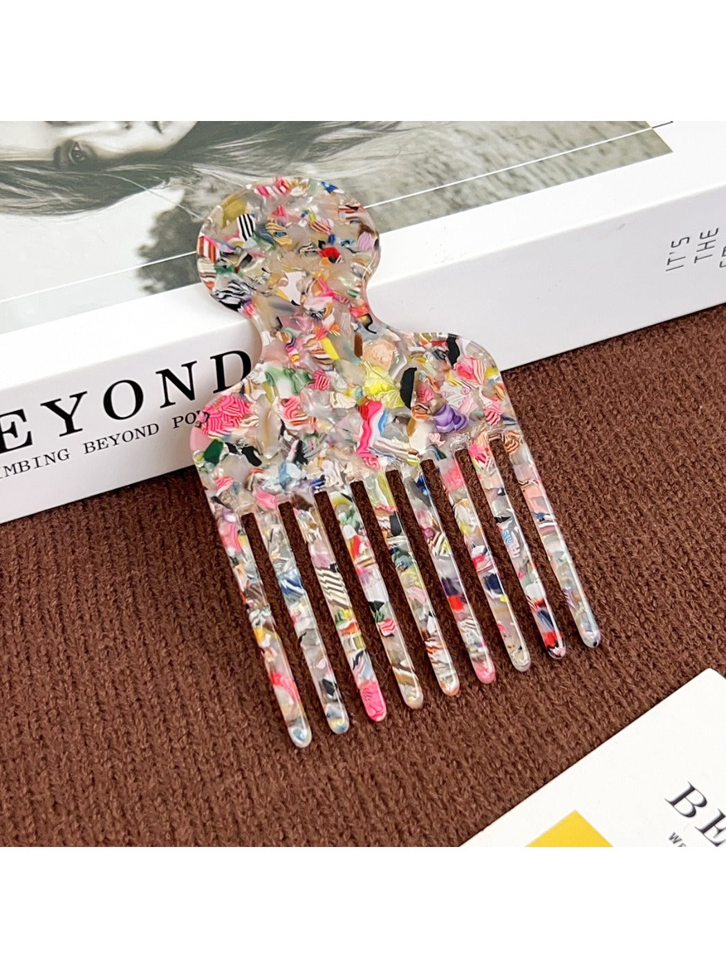 Camerow - Fashionable Marble Pattern Acetate Hair Comb