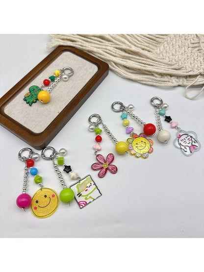 Keypus - Cartoon Beaded Printed Bag Charm Keychain