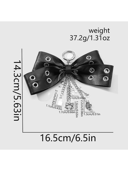 Keypus - Grommet Bow Faux Leather Bag Charm Keychain