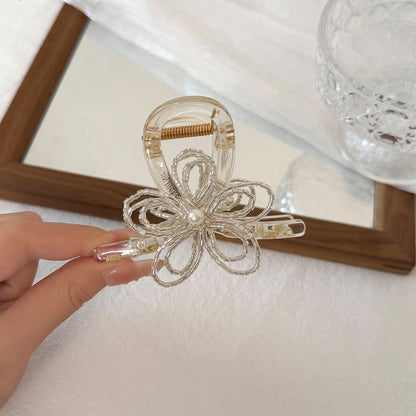 Beau - Beaded Flower Plastic Alloy Claw Hair Clip