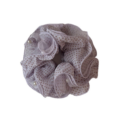 Gifty - Polka Dot Mesh Ruffled High Elastic Scrunchie