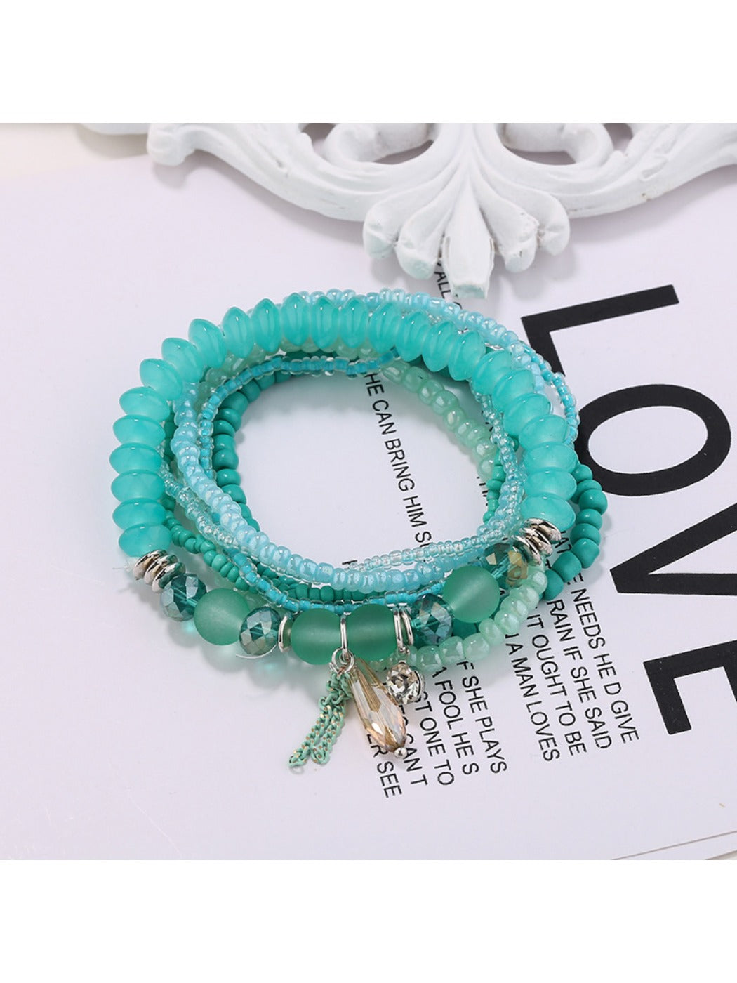 Lovra multi-row bracelet worn on wrist showcasing elegant beaded style