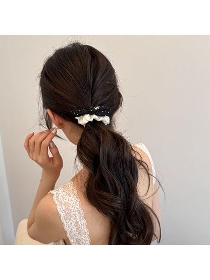 Gifty - Polka Dot Bow Polyester Scrunchie Hair Tie