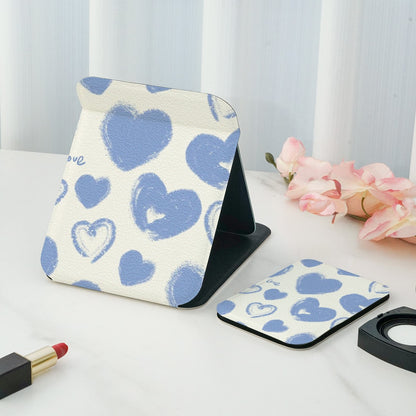 Mirroray - Floral Pattern PU Frame Folding Makeup Mirror