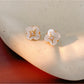 Earedge - Alloy Floral Synthetic Zircon Stud Earrings