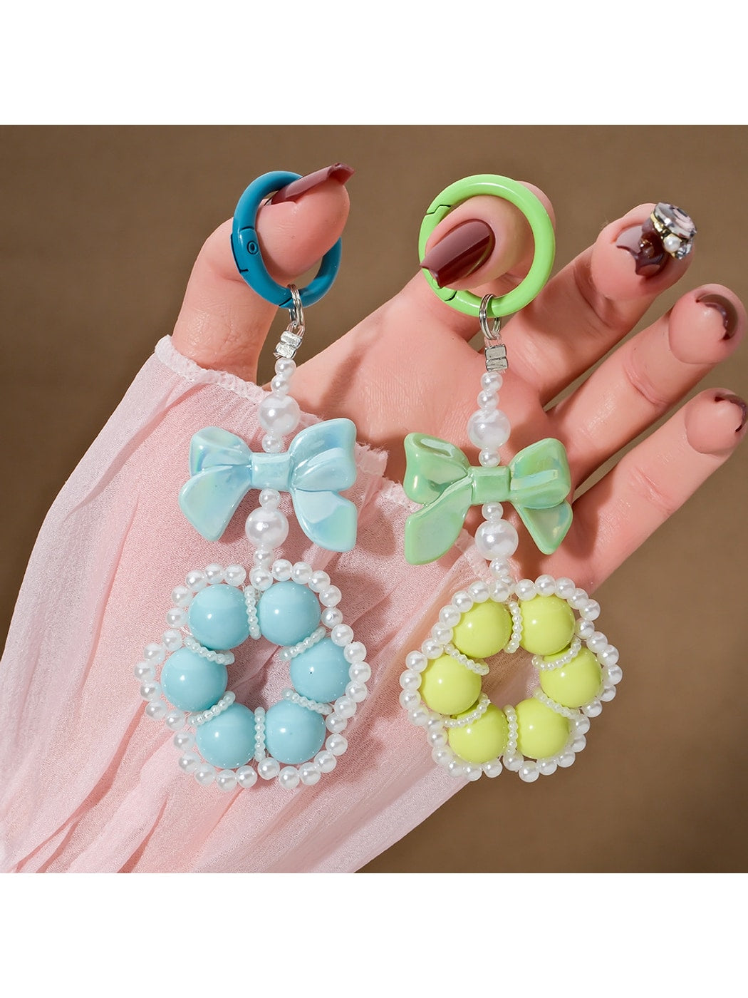 Keypus - Beaded Flower Bow Bag Charm Keychain
