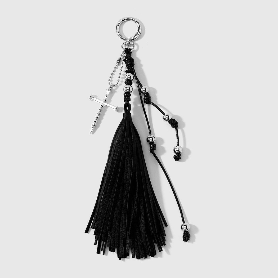 Keypus - Halloween Dark Tassel Skull Cross Keychain