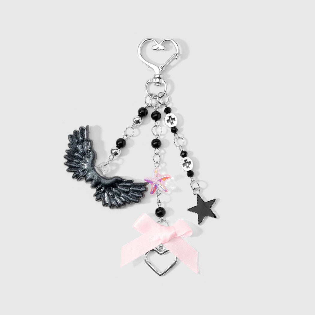 Keypus - Y2K Dark Style Cross Wing Keychain