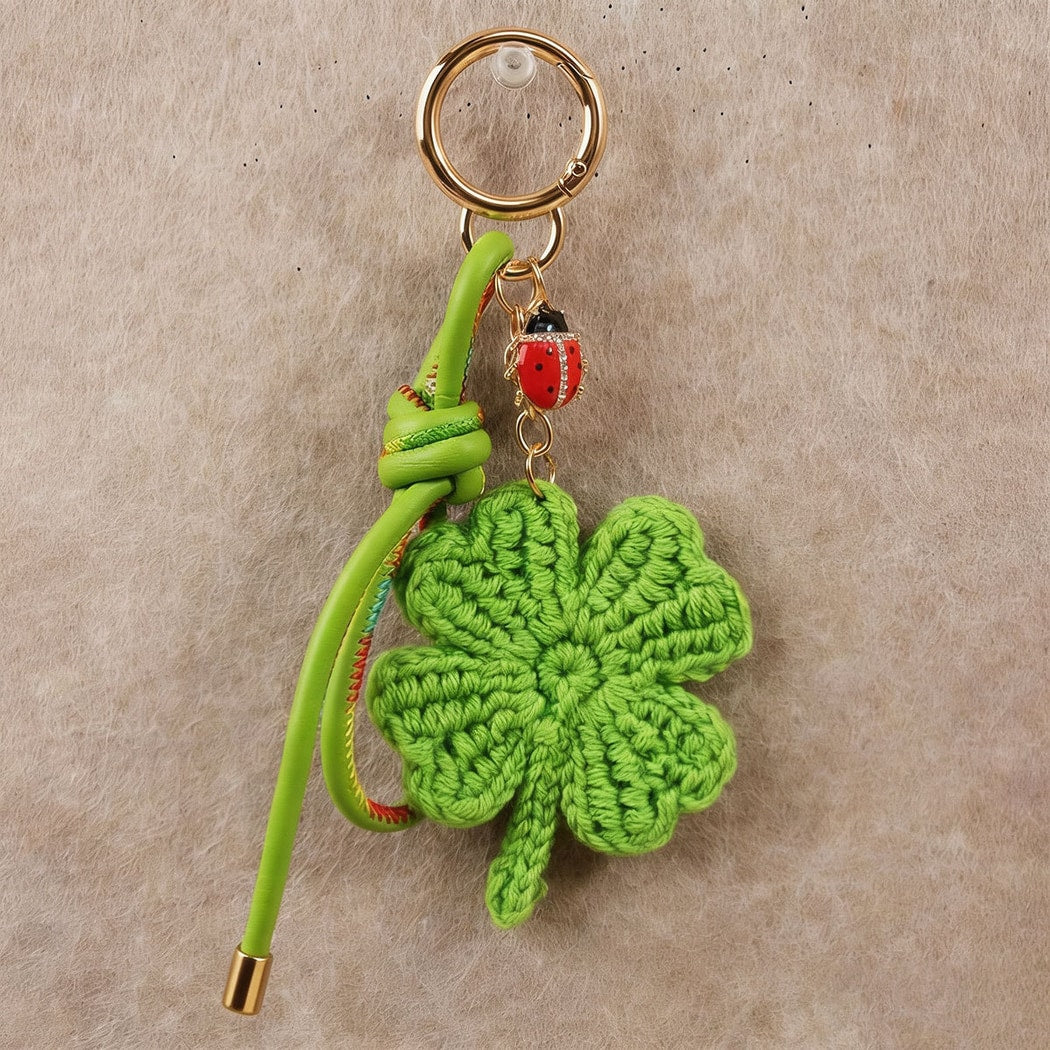 Keypus - Crochet Style Clover Floral Bag Charm Keychain