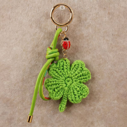 Keypus - Crochet Style Clover Floral Bag Charm Keychain
