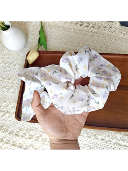 Gifty - Sweet Floral Tulip Pattern Elastic Hair Scrunchie