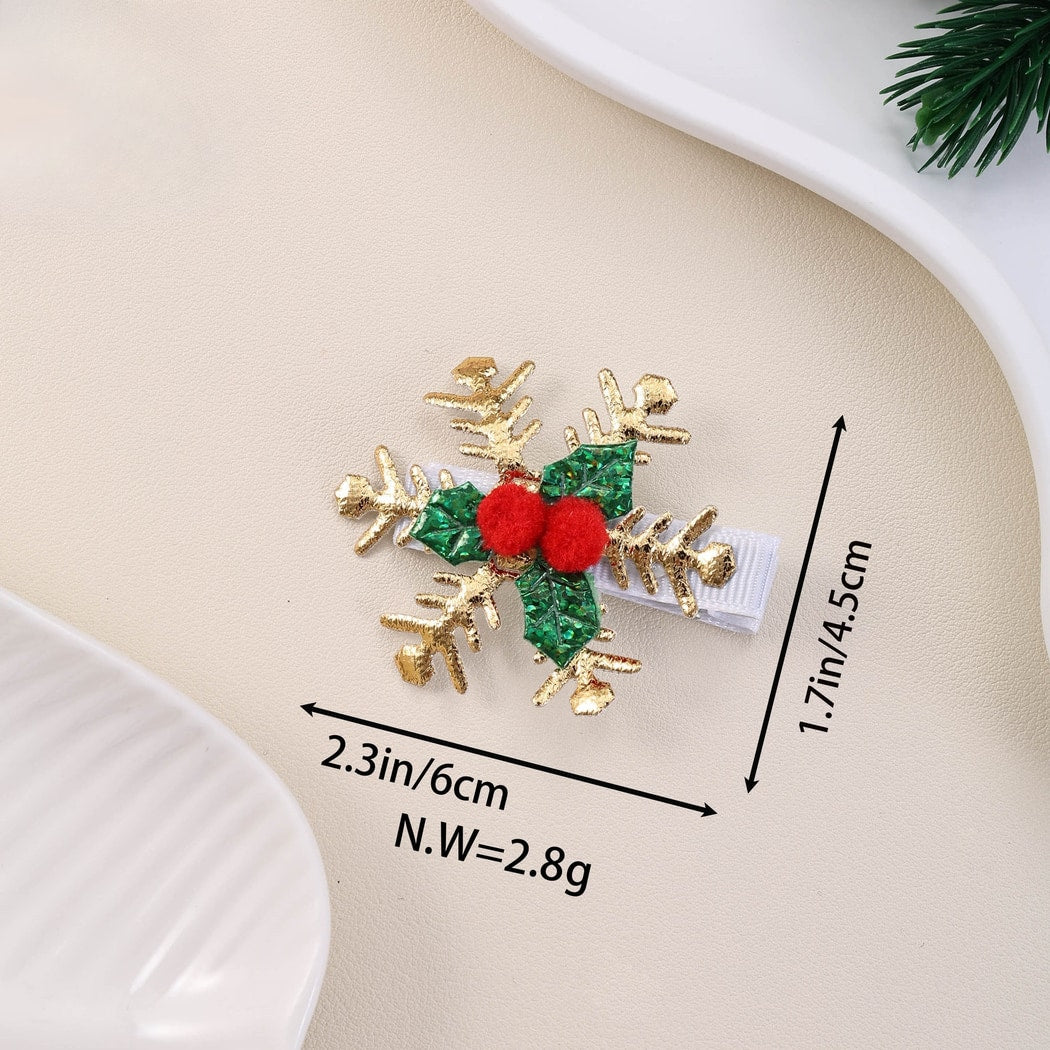 Beau - Christmas Glitter Snowflake Side Barrette