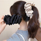 Beau - Pleated Cross Detail Polyester Banana Clip
