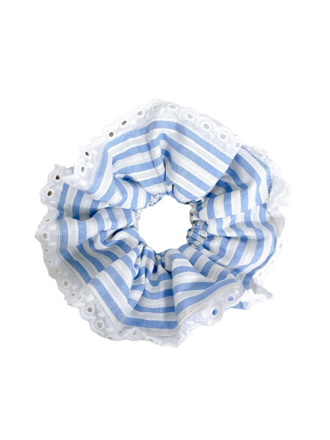 Gifty - Blue White Striped Lace Hair Tie