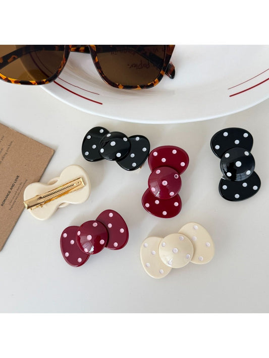 Beau - Retro Polka Dot Bow Duckbill Hair Clip