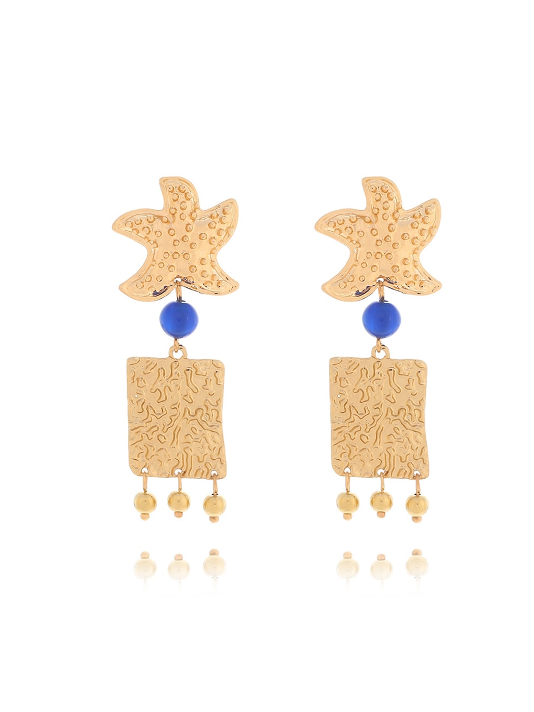 Earedge - Ocean Style Starfish Ball Tassel Earrings