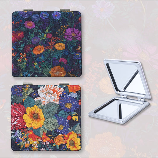 Mirroray - Foldable Floral Print Compact Makeup Mirror
