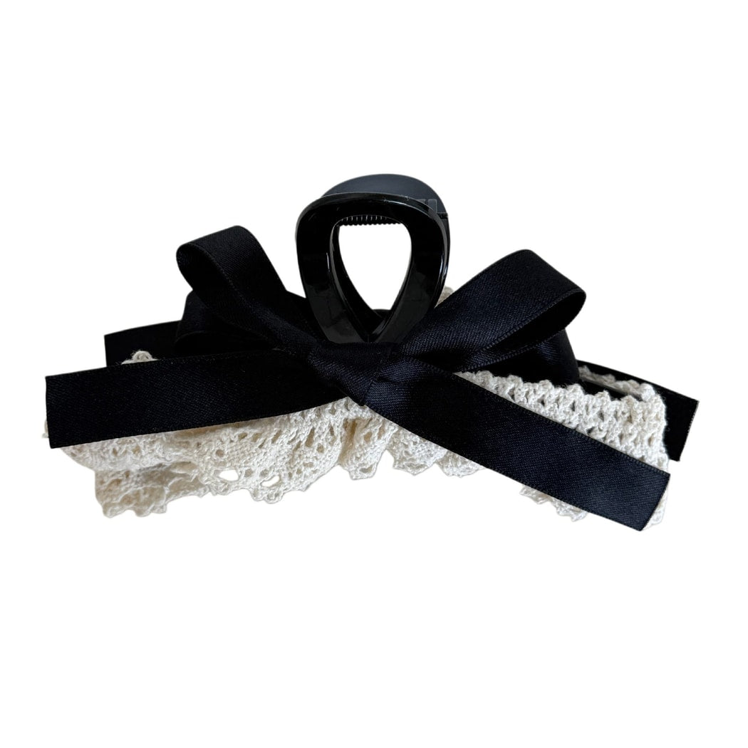 Beau - Decorative Lace Ruffle Bow Accent Banana Clip