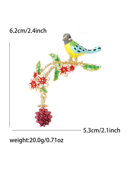 Brovia - Sweet Style Bird Accent Alloy Brooch
