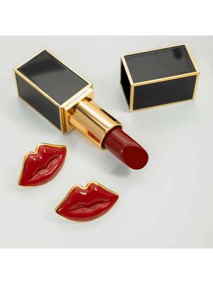 Earedge - Red Lip-Shaped Earrings