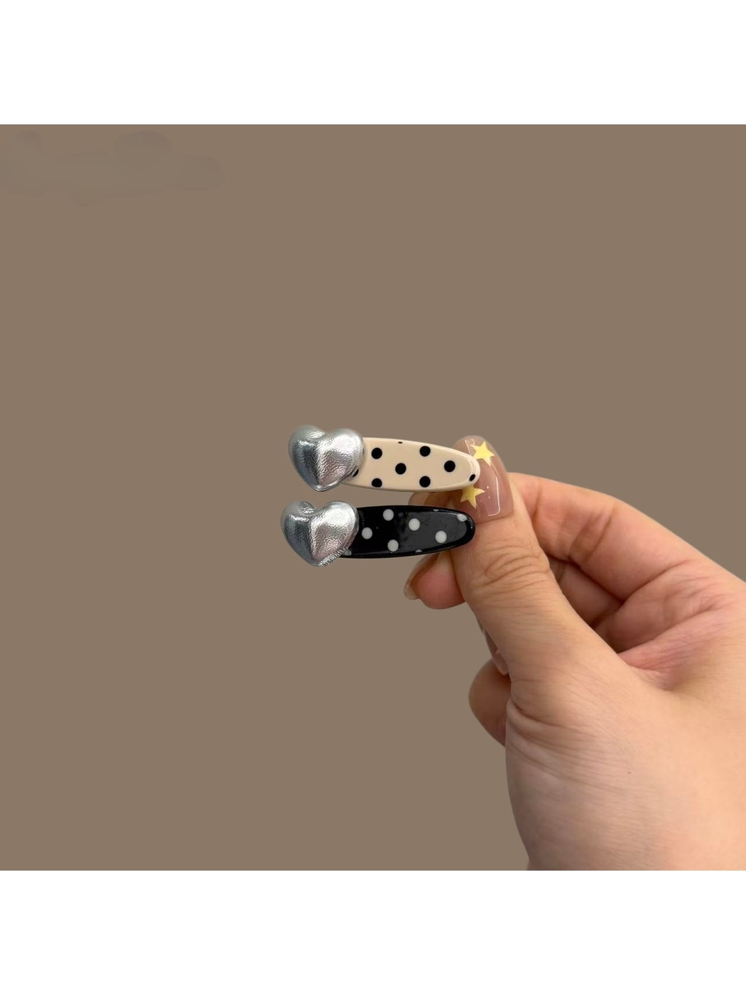 Beau - Sweet Style Heart Detail Polka Dot Hair Clip