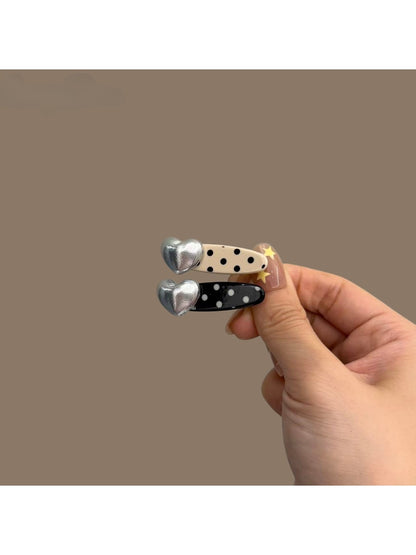 Beau - Sweet Style Heart Detail Polka Dot Hair Clip