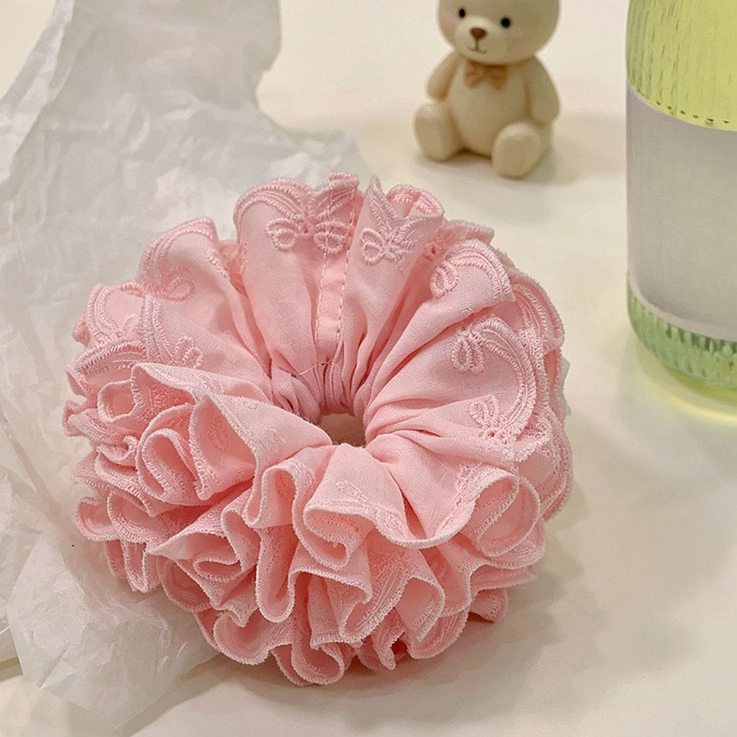 Gifty - Polyester Lace Bow Detail Round Scrunchie