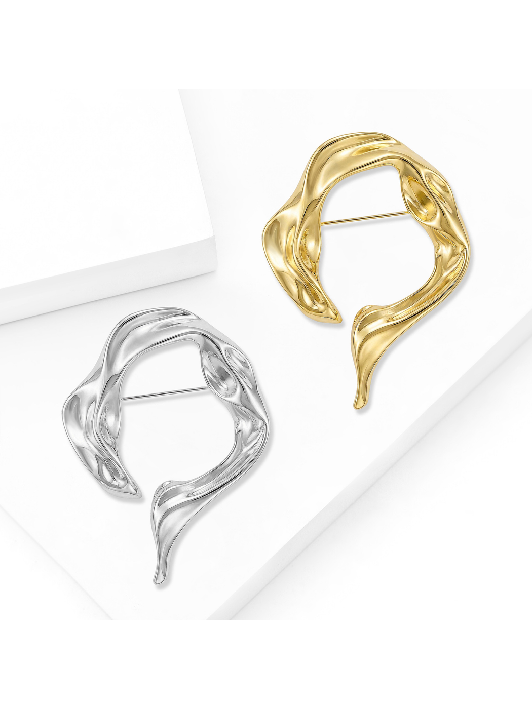 Brovia - Modern Irregular Open Shape Alloy Brooch