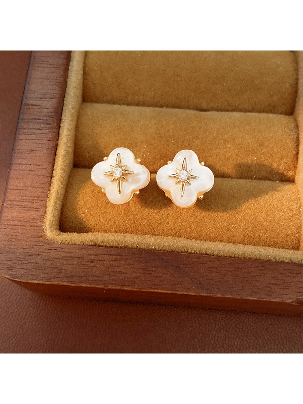 Earedge - Alloy Floral Synthetic Zircon Stud Earrings