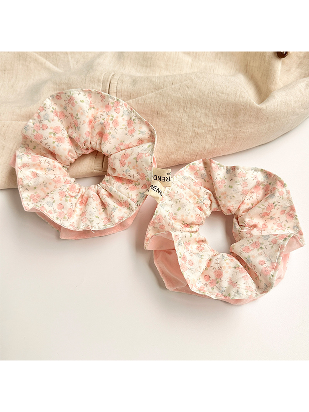 Gifty - Sweet Double Layer Floral Print Scrunchie
