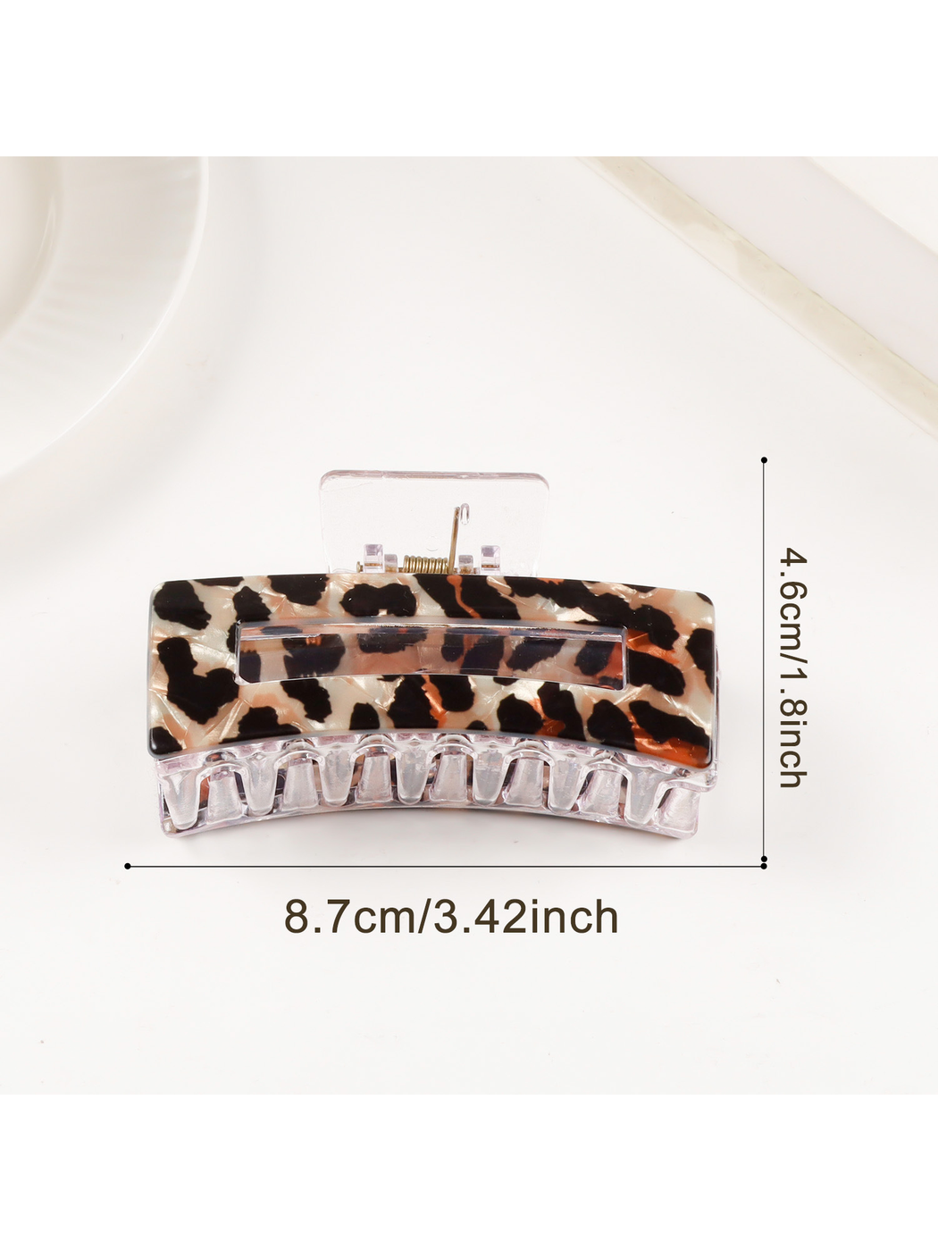 Beau - Vintage Leopard Print Curved Claw Clip