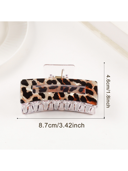 Beau - Vintage Leopard Print Curved Claw Clip