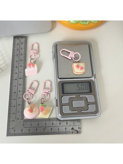 Keypus - Cartoon Strawberry Pastry Bag Charm Keychain
