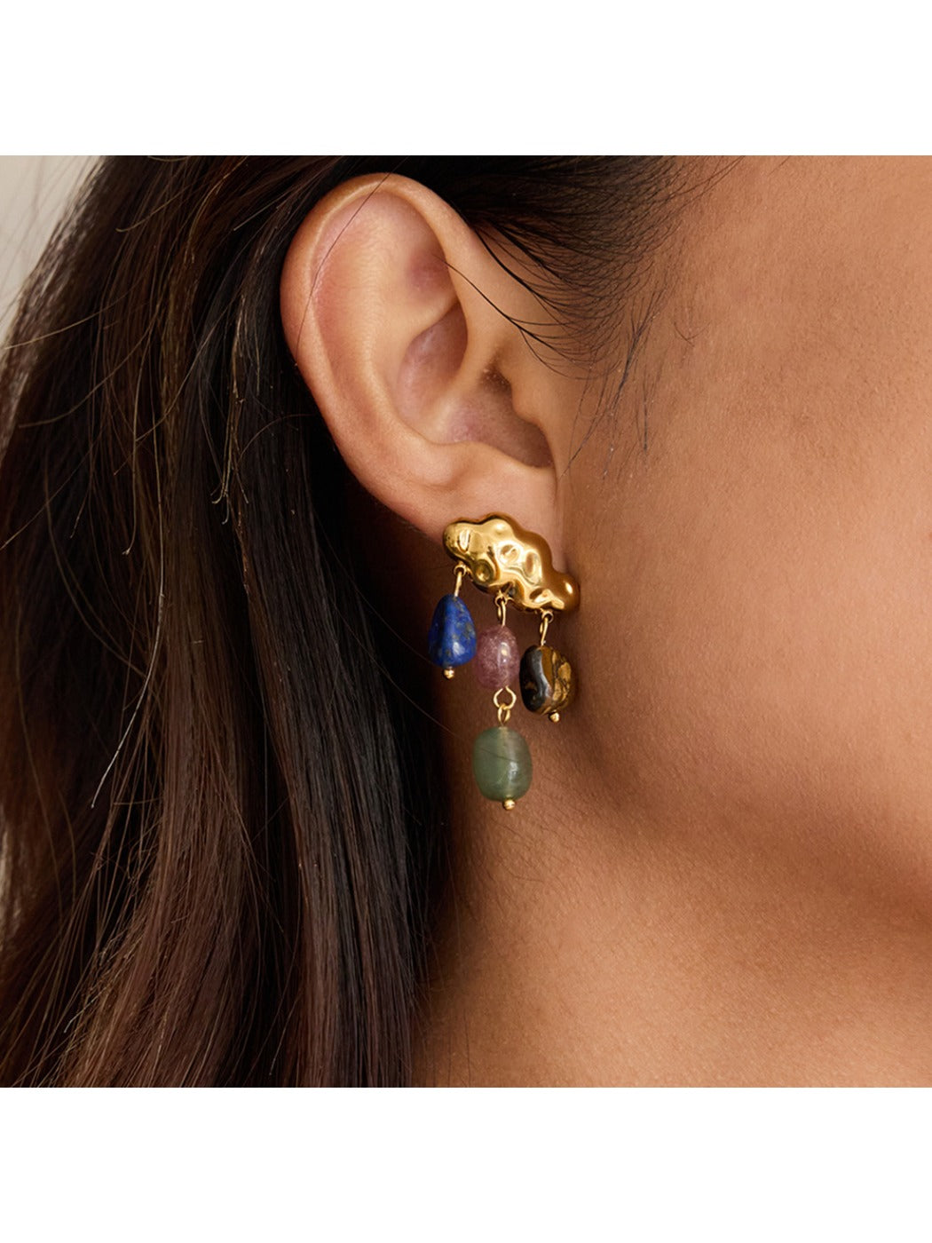 Earedge - Colorful Cloud Shaped Tassel Earrings