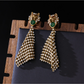 Earedge - Ornate Lion Head Tapered Dangle Earrings