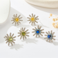 Earedge - Flower Shape Micro Pave Rhinestones Stud Earrings