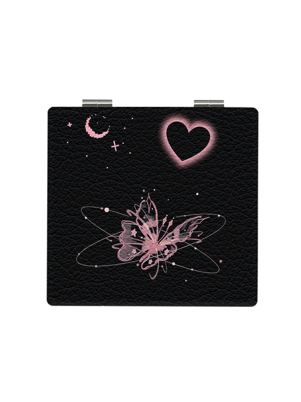 Mirroray - Y2K Heart Print Foldable Makeup Mirror
