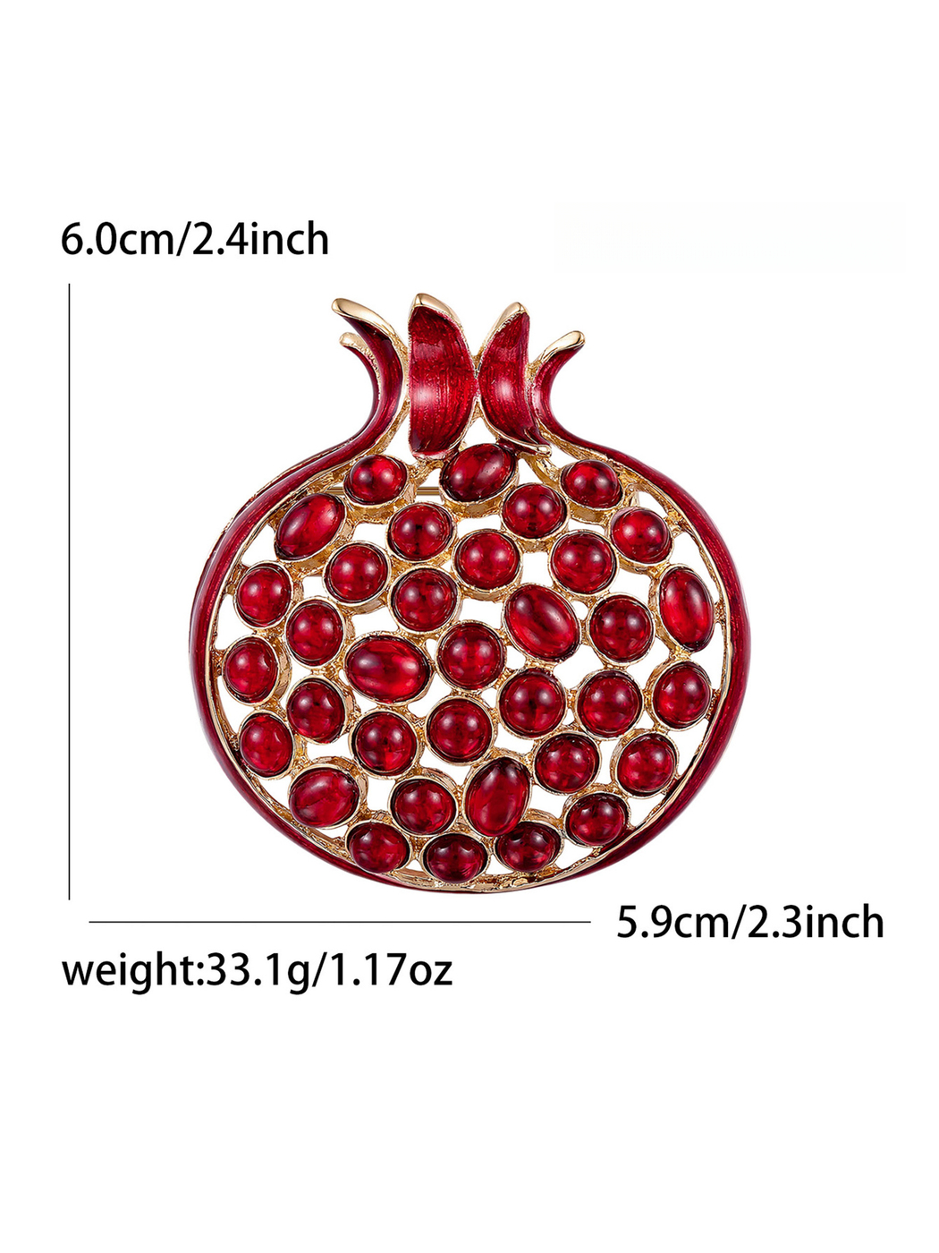 Brovia - Pomegranate Fruit Accent Alloy Brooch