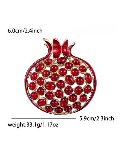 Brovia - Pomegranate Fruit Accent Alloy Brooch