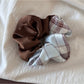 Gifty - Pleated Bow Checked Patchwork Fabric Scrunchie