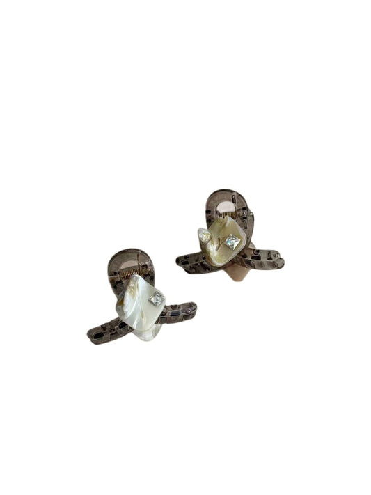 Beau - Geometric Mixed Material Side Hair Claw Clip