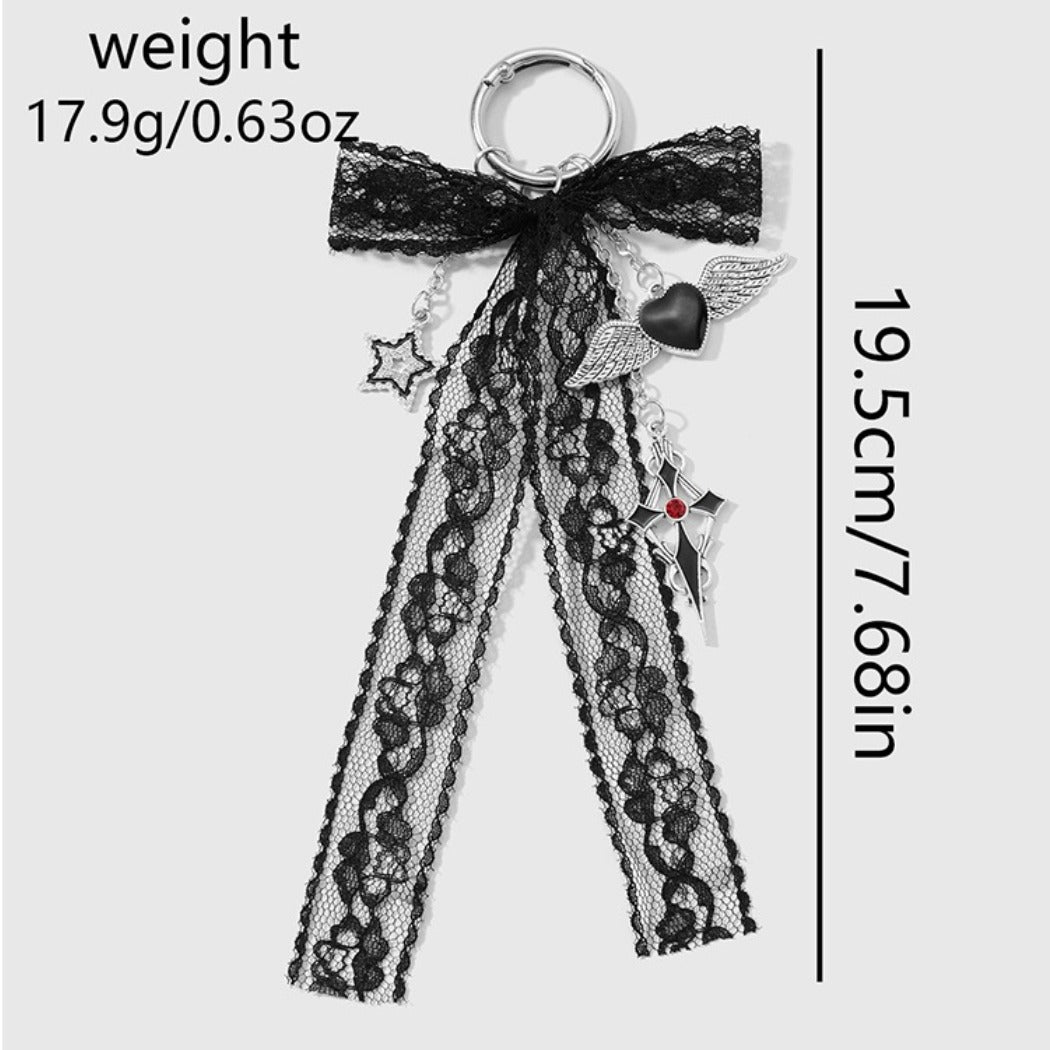Keypus - Halloween Gothic Lace Bow Keychain
