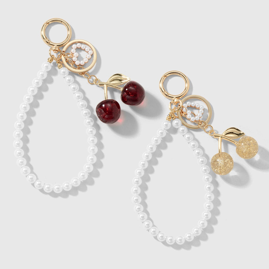 Keypus - Sparkly Cherry and Beaded Loop Keychain