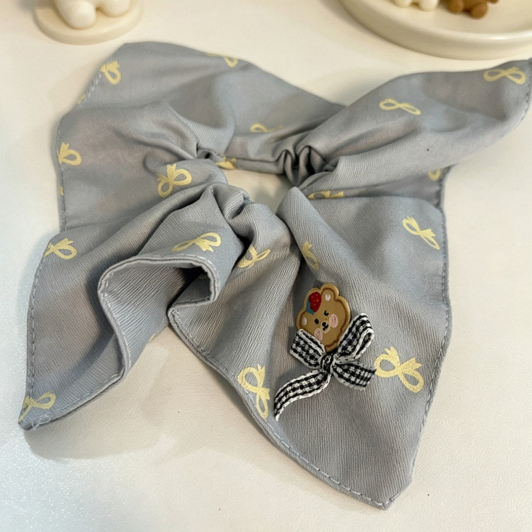 Gifty - Cute Bear Detail Polyester Scrunchie