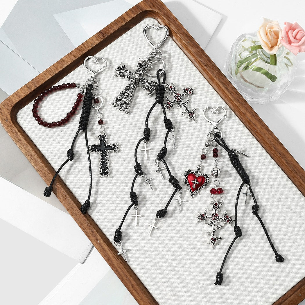 Keypus - Halloween Thorn Rose Skull Cross Keychain